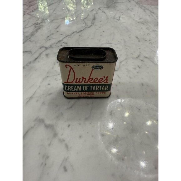 Durkees Other - Vintage Durkees CREAM OF TARTAR 2 oz spice tin, great graphics! Very Old! Decor
